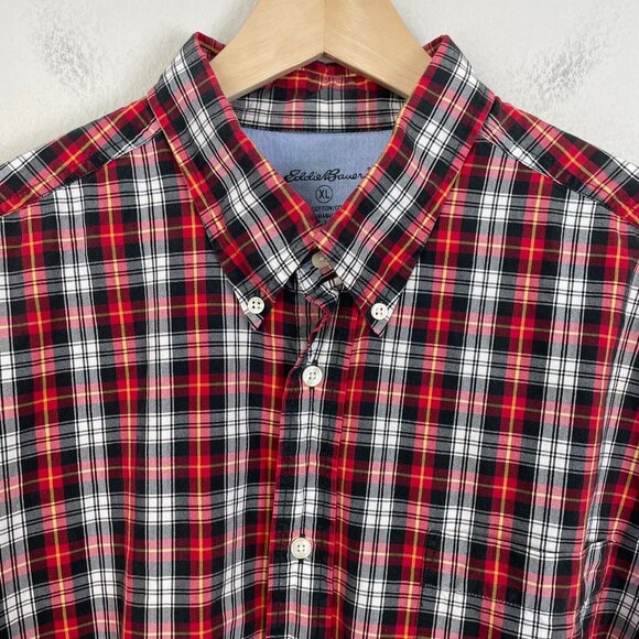 Eddie Bauer Mens XL Vintage Wash Button Down Plaid Shirt Long Sleeve - Picture 2 of 7